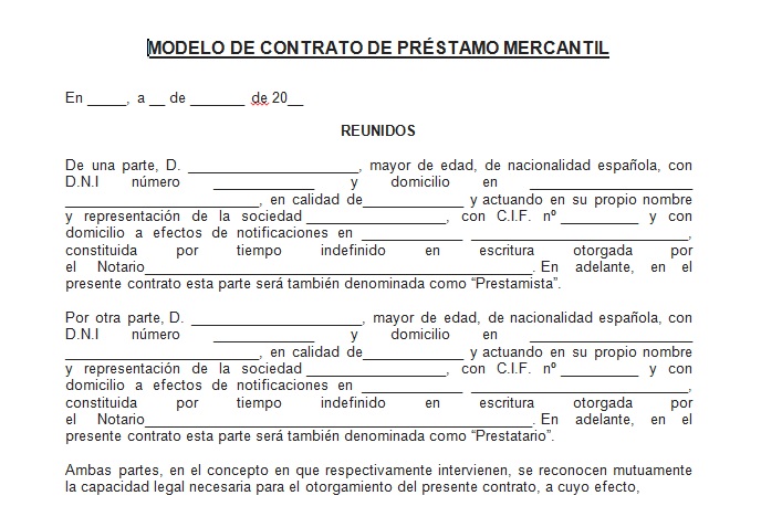 modelo de contrato de prestamo de dinero entre empresas en mexico