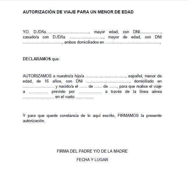 Ejemplo de carta de autorización para viajar ⬇️