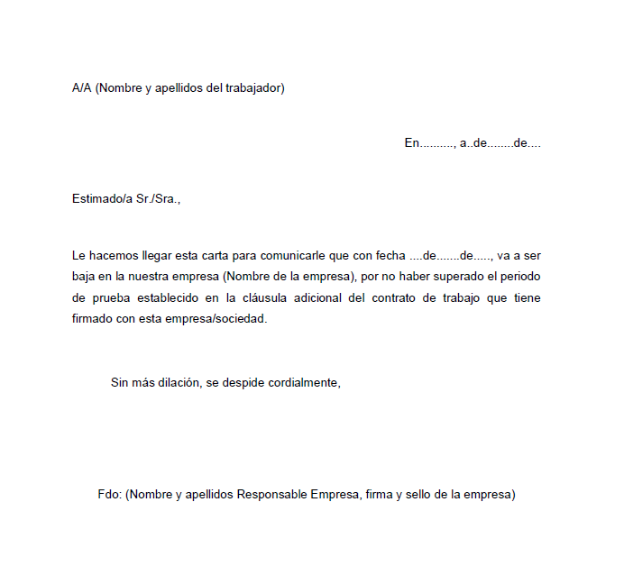 Modelo De Carta Terminacion De Contrato Ejemplo de carta 