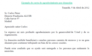 Carta De Agradecimiento Por Donacion Doc