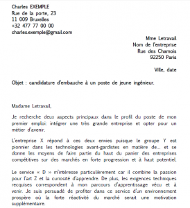 Ejemplo de carta de presentación en francés  Ejemplos de 