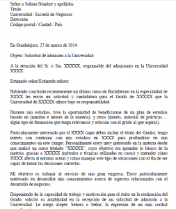 carta presentacion universidad