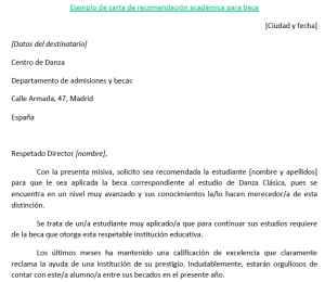 carta recomendacion academica beca