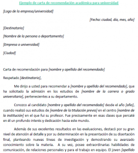 carta recomendacion academica universidad