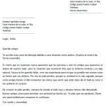 Modelo de carta de disculpa a un amigo