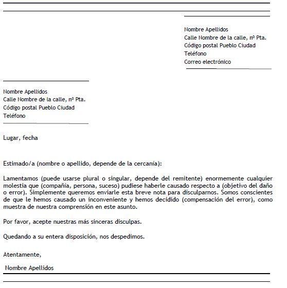 Ejemplo de carta de disculpa formal  Carta de disculpa