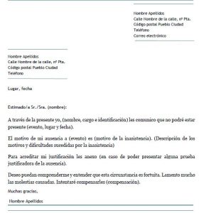 Modelo de carta de disculpa por inasistencia