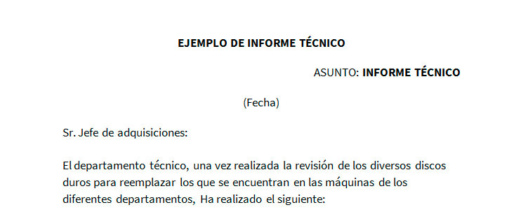 Ejemplo de informe técnico  Modelo de informe técnico