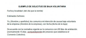 Ejemplo de solicitud de baja voluntaria