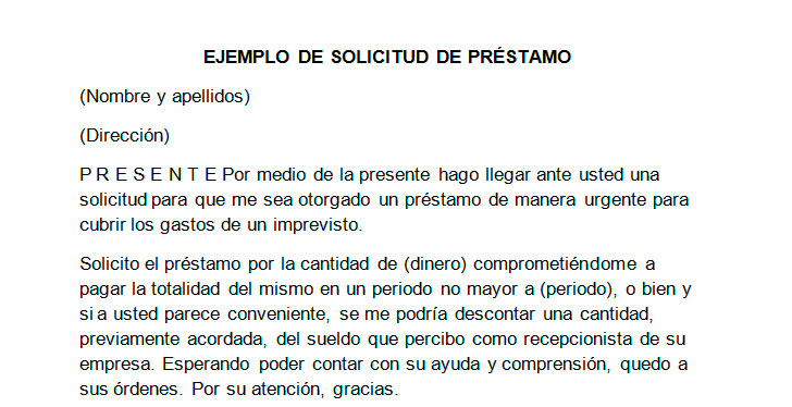 Ejemplo de solicitud de préstamo  Modelo de solicitud