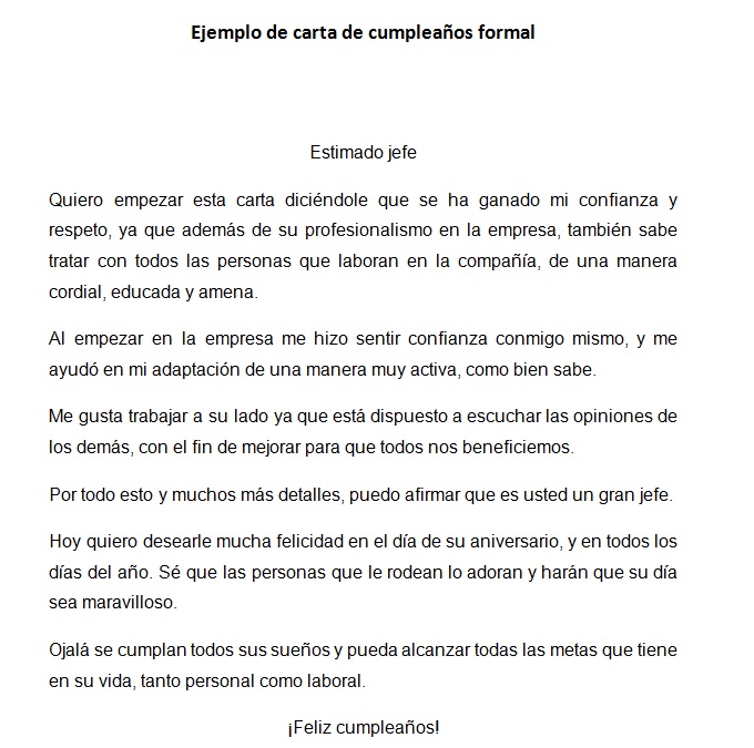 Modelo de carta de cumpleaños para descargar