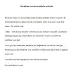 Formato de carta de cumpleaños en inglés
