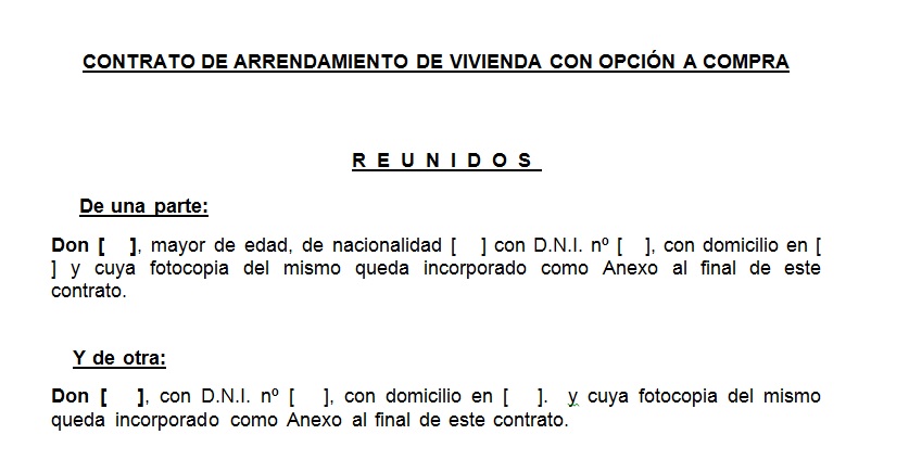 Ejemplo de contrato de compraventa de vivienda arrendada