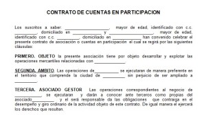 Ejemplo de contrato de cuentas en participación