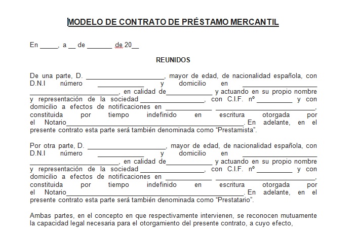 ejemplo de contrato de prestamo entre familiares