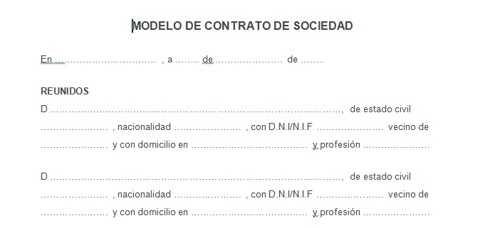 Ejemplo de contrato de sociedad  Contrato Mercantil