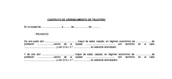 Ejemplo De Contrato De Arrendamiento De Trastero Alquiler