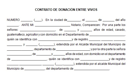Ejemplo de contrato de donación entre vivos | Plantilla