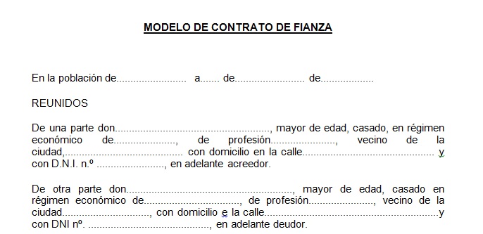 Ejemplo De Contrato De Fianza Contrato Mercantil