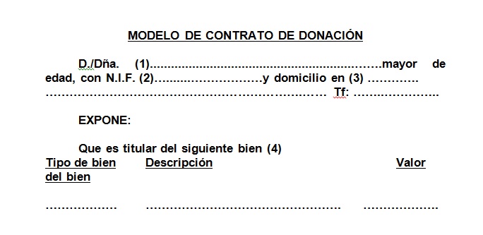 Ejemplo de contrato de donación