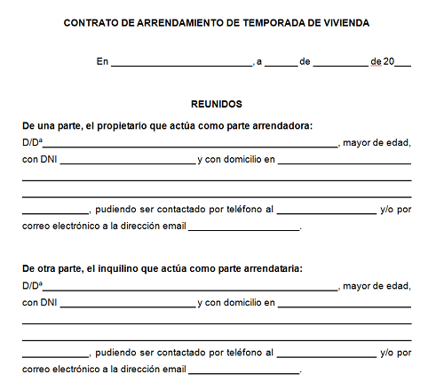 Ejemplo De Contrato De Alquiler Vacacional Ejemplos De Contrato