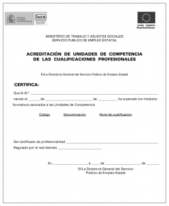 Acreditación certificado de profesionalidad nivel 1
