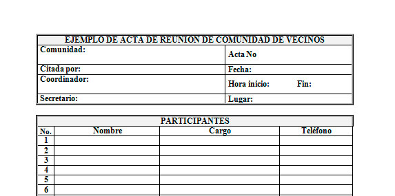 Ejemplo de acta de reunión de una comunidad de vecinos 