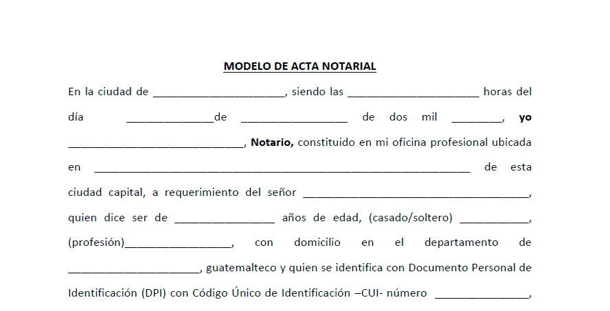 Modelo de acta notarial | Acta de constatación notarial
