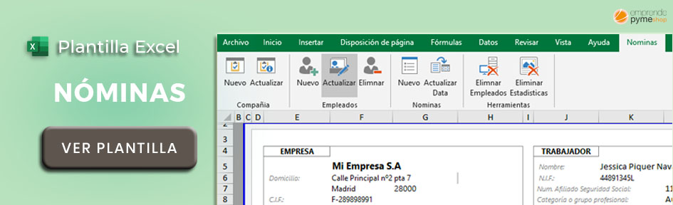ejemplo de nómina de un trabajador en Excel