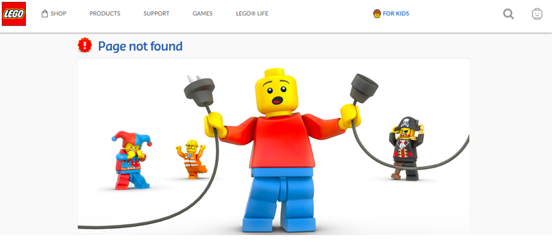 Conoce el diseño de la página de error 404 de Lego