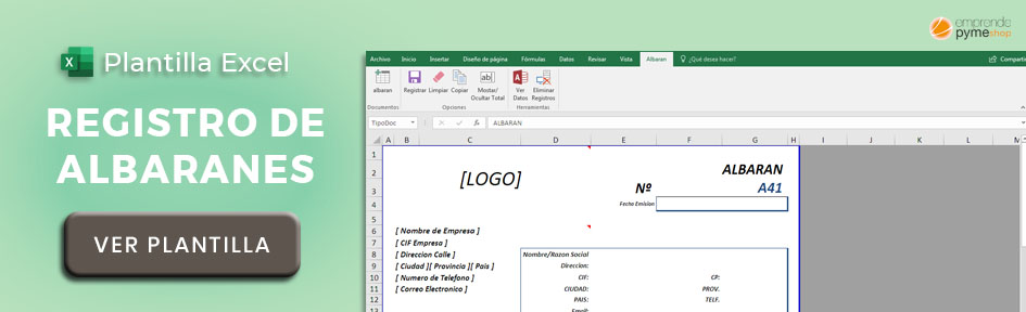 Plantilla Excel ejemplo de albarán de entrega